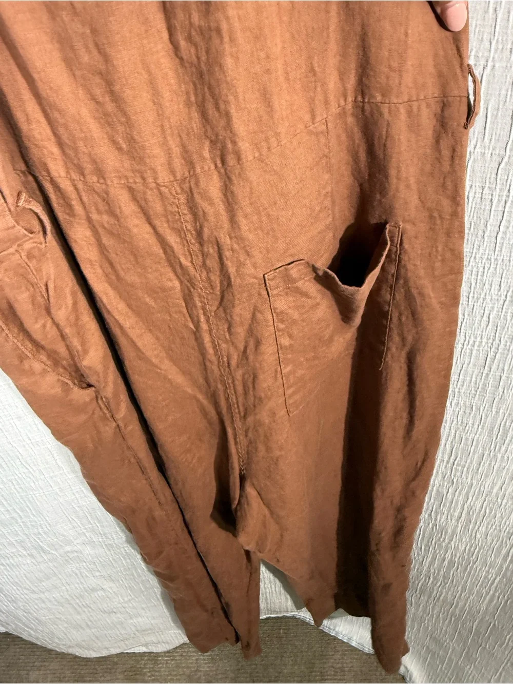 Everlane The Linen Side-Button Jumpsuit Brown Size 4 Wide leg Quiet luxury Chic